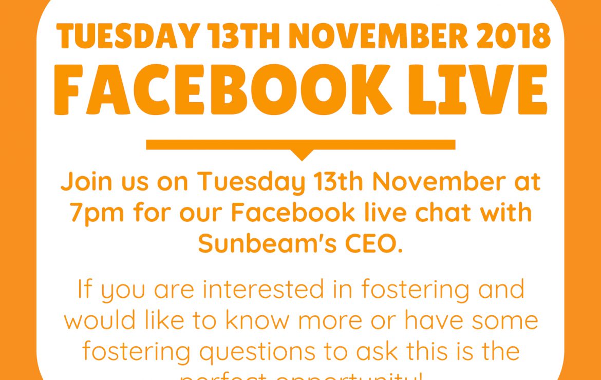 FACEBOOK LIVE: TUESDAY 13TH NOVEMBER 2018, 7PM